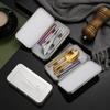 Conjunto de louça de aço inoxidável ao ar livre viagem Camping destacável pauzinhos faca e garfo colher dobrável louça portátil presente