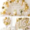 Venta Caliente Transfronteriza Blanco Leche Oro Número 16 Set de Globos Flores de Papel Bolas Niña Adulto Ceremonia Decoración de Cumpleaños Suministros