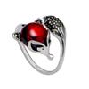 Anillo Zorro Chiba para mujer, plata tailandesa con granate incrustado, estilo japonés y coreano, personalidad, moderno, versátil, anillo abierto para dedo índice