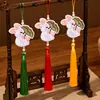 Pingente Borla Coelho de Jade Bordado Novo Estilo Nacional Chinês Estilo Antigo Ornamento de Lapela Hanfu Qipao Pingente de Bolsa Souvenir