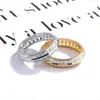 Anillo de diamante de doble fila de acero inoxidable con explosiones transfronterizas, anillo de moda de personalidad masculina de nicho, anillo de diamante de escuadra T de Europa y Estados Unidos, venta al por mayor