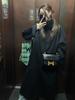 Heygirl Abrigo de Lana de Calamar Negro Hermano Venecia Carta de Amor Estilo Coreano Chaqueta de Lana de Doble Cara