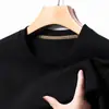 Moletom estilo Polo com forro de fleece espesso para o inverno para homens de meia-idade, gola redonda, corte slim, casual, camiseta de manga comprida moderna, camiseta básica, top