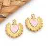 Acero Inoxidable Galvanizado Oro Real Esmalte Corazón Radiante Doble Cara Gota de Aceite Colgante Collar DIY Accesorios de Joyería Transfronterizos