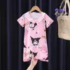 Pijama de Verano para Niñas Mayores, Camisón de Encaje de Manga Corta, Kuromi de Dibujos Animados, Ropa de Casa del Grupo de Chicas de Demon Slayer
