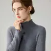 Camisa base feminina de outono e inverno com gola alta e barra franzida para comércio exterior transfronteiriço, top estiloso de manga longa slim fit, suéter premium