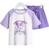 Conjunto de ropa de verano para niñas, nuevo estilo de moda, ropa infantil de tendencia, camiseta de manga corta de dibujos animados y pantalones cortos, ropa deportiva de verano para niñas