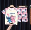 Pijama Infantil Novo de Verão Fino de Manga Curta Respirável Tamanho Grande Desenho Animado Infantil Traje para Ar Condicionado para Meninos e Meninas Roupas de Casa