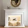 Chimenea Decorativa de Madera Maciza Francesa Gabinete Estilo Americano Chimenea Electrónica Llama Simulada Sala de Estar Arte para el Hogar Gabinete de Exhibición para la Entrada