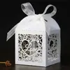 Boda Transfronteriza Amor Papel Perlado Tallado en Papel Caja de Azúcar Corte Láser Cinta Día de San Valentín Caja de Dulces Fábrica Stock Listo