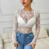 Renda Europeia e Americana Lingerie Sexy para Mulheres, Bordado Floral, Top de Manga Longa em Renda Transparente, Suprimento Transfronteiriço Amazon Temu