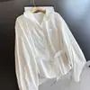 2026 Nueva Camisa de Algodón con Cuello en V y Cuello Alto Bidireccional Adelgazante Cárdigan Delgado para Commuting Universitario para Mujer Venta al por Mayor N1AT26208