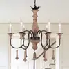Lustre de Madeira Maciça Estilo Country Americano Transfronteiriço Pastoral Francês para Sala de Estar, Sala de Jantar, Quarto, Pousada, Loja de Roupas, LED