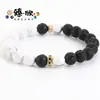 TEMU estilo explosivo transfronteiriço pedra natural pedra de pinho pulseira de contas bicolor moda simples alta qualidade versátil cordão de mão atacado