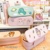 Ins high-looking double-layer pencil case criativo grande capacidade estudante cartoon pencil case bonito multifuncional estojo de lápis Atacado
