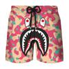 Novidade de verão BAPE cabeça de tubarão impressão digital 3D shorts para casal masculino e feminino marca de moda japonesa calças de praia