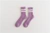 Calcetines de Otoño e Invierno para Mujer Espesados Calcetines de Luna Dos Rayas Piso Cálidos Coral Polar Para Dormir de Caña Media Toallas Caseras Calcetines para Dormir
