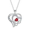 Collar Hueco de Doble Capa con Forma de Corazón, Grabado "Mamá" y Símbolo del Infinito, Colgante de Circonita de Piedra de Nacimiento Multicolor, Cadena para Clavícula