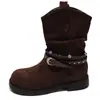 Botas Retro Maillard Fruncidas Apiladas para Mujer Botines Nuevos Otoño 2026 Estilo Wasteland Botas de Vaquero Occidentales Botas Martin