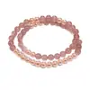Pulsera de Perlas de Cristal de Fresa en Capas para Mujer Estilo Coreano Lujo Ligero Sensación de Alta Gama Pulsera de Mano Nicho Temperamento Joyería de Mano Exquisita