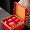 Set de Té Gongfu Rojo Chino para Boda Tazas con Boca Modificada para Ceremonia de Té Bandeja de Té de Cerámica Nuevo Regalo de Boda para Mejor Amigo Souvenir