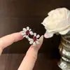 Novo Anel Estilo Coreano Flor Dinâmica Zircônia Brilhante para Mulheres, Rubi, Elegante, Versátil, Fashion, Deslumbrante, Ajustável