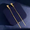 Brincos Longos com Franjas Floresta de Choupo Feminino Retrô Elegante Brincos com Letra YS Estilo Coreano Joia para Orelha