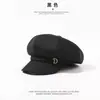 Boina marrón para mujer, nuevo modelo otoño/invierno 2026, cuero retro versátil, adelgazante, estilo británico gorra de plato octagonal