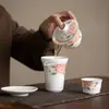 Cuenco de tapa de tres niveles de piel de cordero y jade flotante con diseño de peonía bordado, resistente al calor, para uso doméstico, cuenco de té para mujeres, cuenco de servicio de té de cerámica