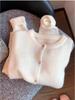 Jaqueta Cardigan de Tricô Estilo Coreano Gola Redonda Estilo Preguiçoso Macio Cera Mahaired Feminino Outono Inverno Base Suéter Branco Raccoon