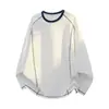 Camiseta de Manga Larga con Color de Contraste y Costuras para Hombre Acu, Top de Marca Trendy Casual Holgado para Hombre Primavera y Otoño 2026