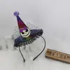 Tocado de Halloween Sombrero Mágico de Bruja Diadema Decoración de Maquillaje Diadema de Encaje Horquilla de Calabaza Accesorio para el Cabello de Fantasma