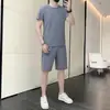 Conjunto de Dos Piezas para Jóvenes 2026 Casual de Hielo Seda Exquisita Camiseta de Cuadros Traje Deportivo Shorts Delgados de Verano