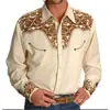 Moda Masculina Transfronteriza Nueva Camisa Estampada Estilo Oeste Americano Camisa Suelta de Manga Larga Estampada