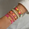 Conjunto de Pulseiras de Amizade Tecidas com Contas de Arroz Multicamadas Série Oceano Árvore de Coco Aço Inoxidável Argila Macia Moda Transfronteiriça Multiestilo