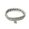 Pulsera de Disco Redondo de Metal Multicapa Francesa Estilo Bohemio Plata Retro Lujo Ligero Pulseras Apilables Joyería de Moda de Gama Alta