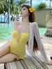 Nuevo Traje de Baño de una Pieza 2025 para Mujer, Estilo Puro Apasionado, Chica Dulce, Aspecto Adelgazante, Traje de Manga Larga con Protección Solar, Hermoso Traje de Baño para Aguas Termales