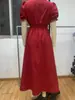 7842Shein Vcay Vestido Liso de Corte A com Botões na Frente