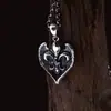 Collar de plata de ley 925 estilo vintage tailandés con forma de corazón y ala, colgante de flor de iris, diseño de nicho, joyería para parejas, venta al por mayor