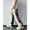 Pantalones de Hielo de Secado Rápido con Tres Barras para Hombre, Otoño, Diseño Estilo Americano, Color de Nicho Combinado, Rectos, Holgados, Casuales, Deportivos