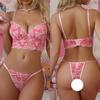 Amazon Lencería Rosa Lindo Sexy Tirante Pasión Caliente Sexy Traje de Tres Puntos 9034