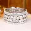 Anillo de Zirconia de Círculo Completo de Lujo Ligero Estilo Europeo y Americano, Anillos Lisos con Incrustaciones de Diamantes de Varios Estilos para Apilar, Joyería de Nicho para el Día a Día