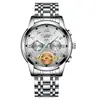 Nuevo Reloj Fenzun para Hombre Moda Trendy Reloj Tourbillon para Hombre Cuarzo Correa de Acero Multifuncional No Mecánico Reloj para Hombre