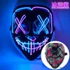 Máscara Halloween Luminosa Transfronteriza El Luz Fría Negra Forma de V Cara de Fantasma de Terror Accesorios de Fiesta Danza Led