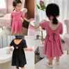 Vestido para Niña con Lazada Espalda Descubierta, Vestido de Princesa, Nuevo Estilo de Verano, Ropa Infantil de Comercio Exterior, Venta al por Mayor para Edades 3-8