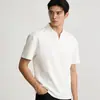 Camiseta de Manga Corta con Cuello en V Pequeño de Color Sólido para Hombre, Diseño Desconstruido Retro Americano, Mayorista de Fabricante, Top Casual Simple Holgado