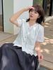 Ropa coreana Inno para mujer de talla grande, estilo coreano, blusa de cuello en V suave y elegante, top nuevo de verano dulce de manga corta 252551