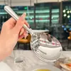 Cuchara de Acero Inoxidable, Cuchara para Arroz, Espumadera, Cuchara Redonda Grande de Mango Corto de Moda, Cuchara para Servir de Cocina, Cuchara para Sopa Doméstica, Espumadera Grande para Sopa