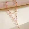 Collar multicapa de flor de resina estilo europeo y americano con gotas de aceite y diamantes, cadena de clavícula de dopamina personalizada, pulsera y collar de alta gama