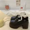 Sapatos Mary Jane de Salto Grosso para Mulheres 2026 Outono Estilo Britânico Sapatos Pequenos de Couro com Solado Grosso Mocassins que Aumentam a Altura Sapatos JK Japoneses
